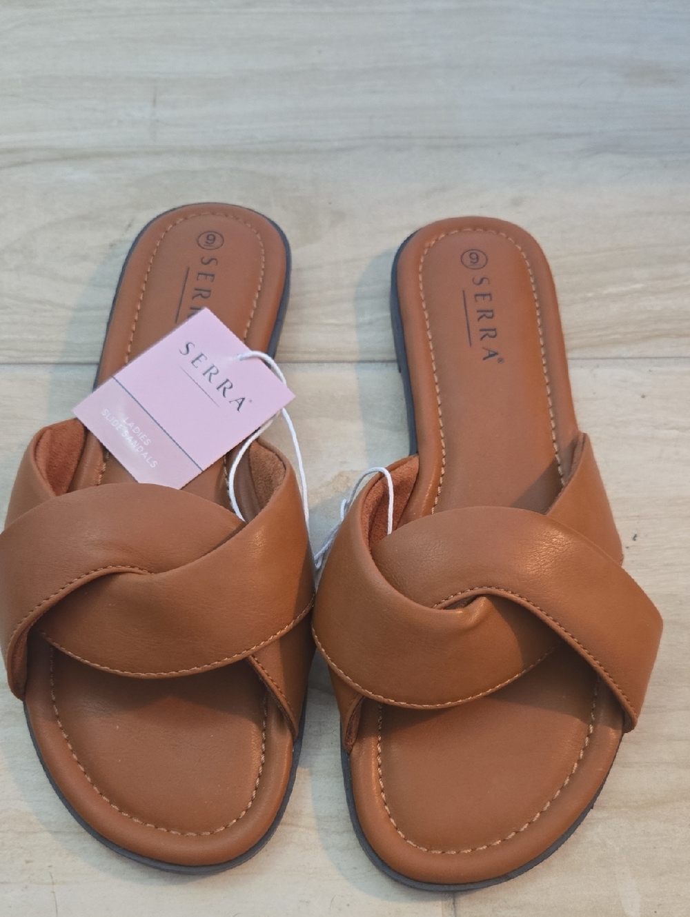 NWT Serra Tan Knotted Slide Sandals
